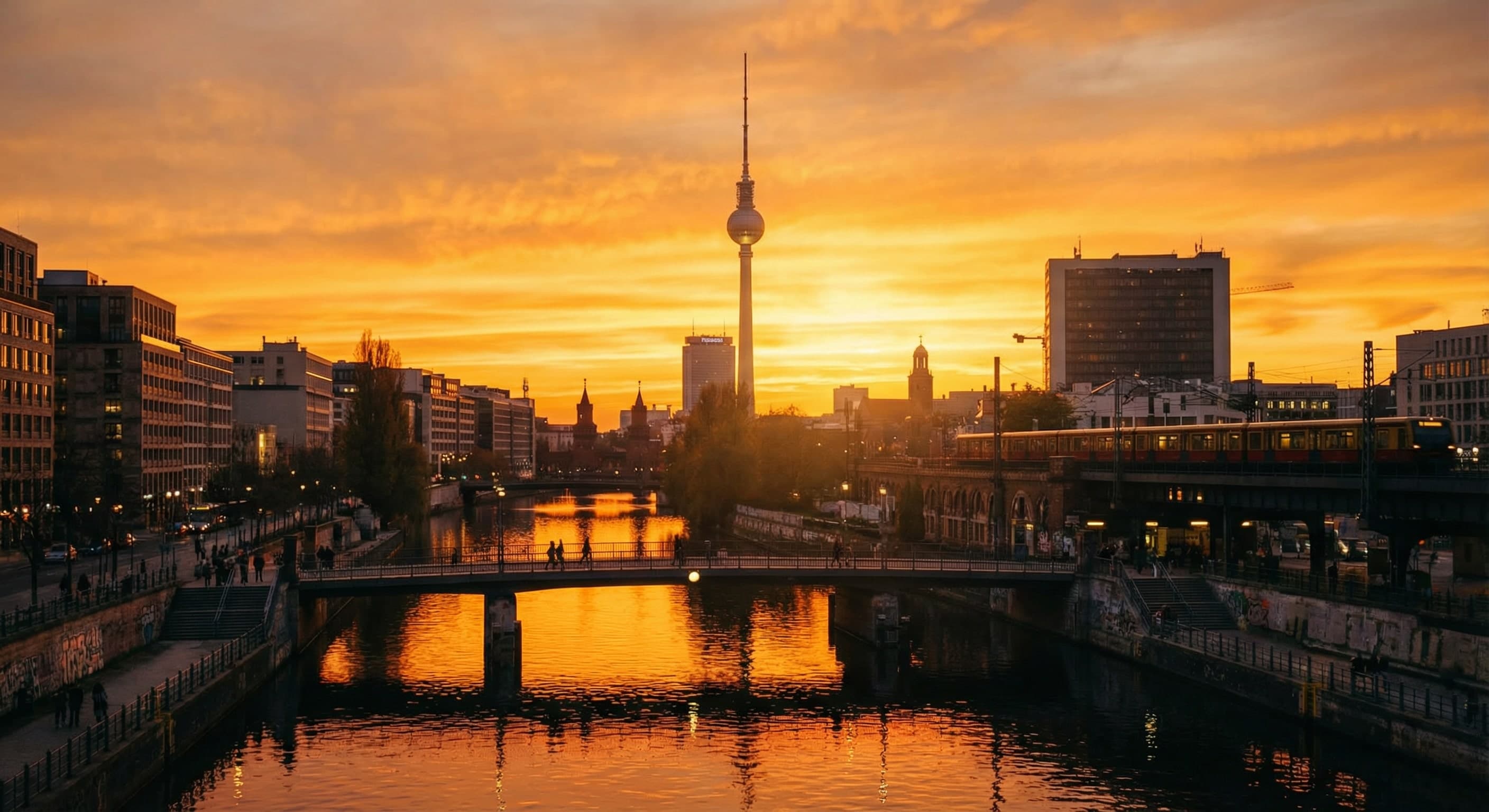 Berlin skyline at sunset
